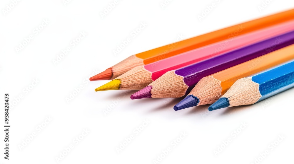 Four sharpened colored pencils on white background. Four sharpened colored pencils on white background.