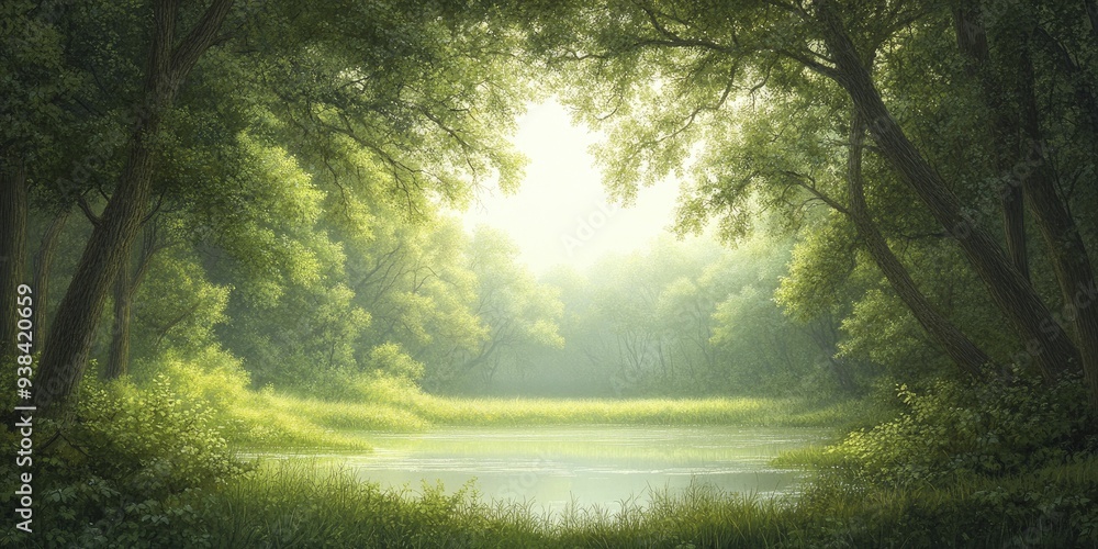 Obraz premium Nestled in the stillness of the woods, tranquility envelops, granting the soul the space to rejuvenate and ponder.