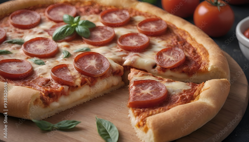 pepperoni and cheese pizza on a wooden board pepperoni and cheese pizza on a wooden board