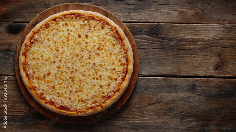 Cheese Pizza on Wooden Table Cheese Pizza on Wooden Table