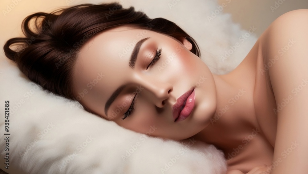 Young beautiful woman sleeping in bed . Young beautiful woman sleeping in bed .