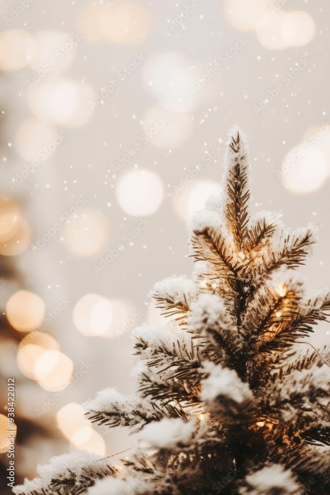 Christmas tree with golden bokeh light