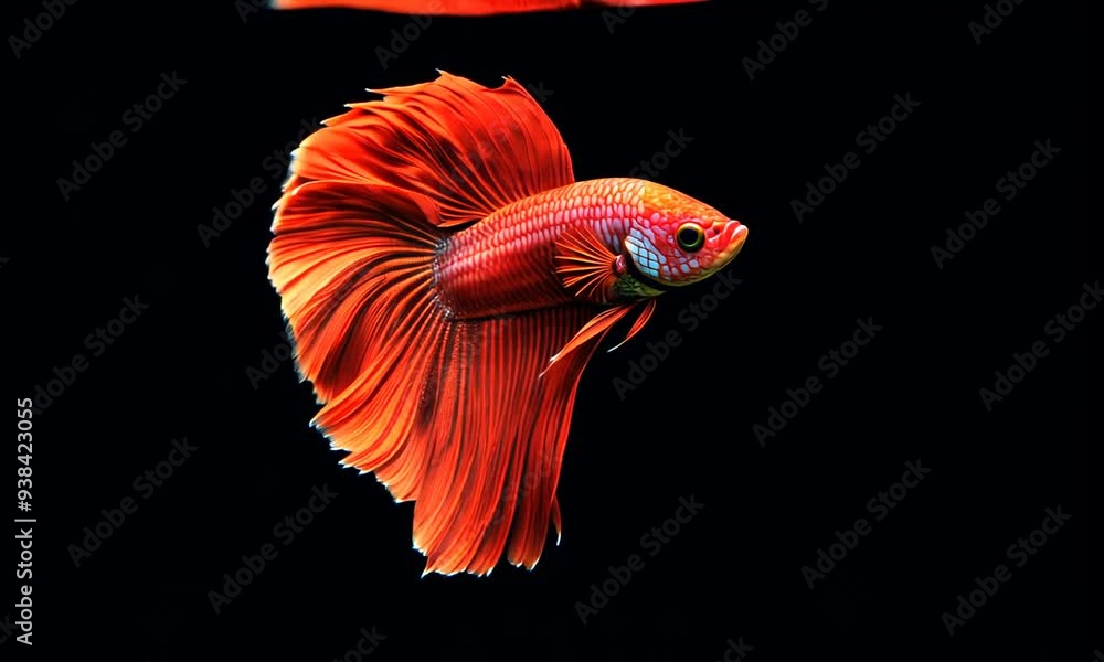 Red Betta Fish with Fin Spreads Red Betta Fish with Fin Spreads