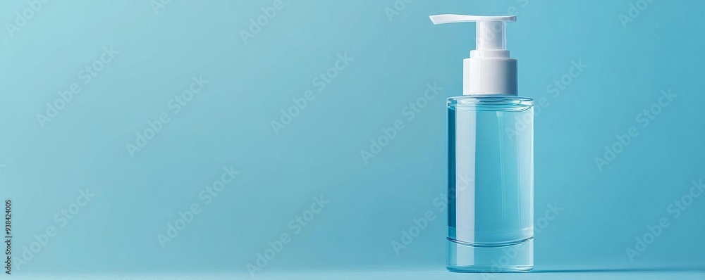 Facial foam bottle with a clear, modern label, beauty packaging, elegant design Facial foam bottle with a clear, modern label, beauty packaging, elegant design
