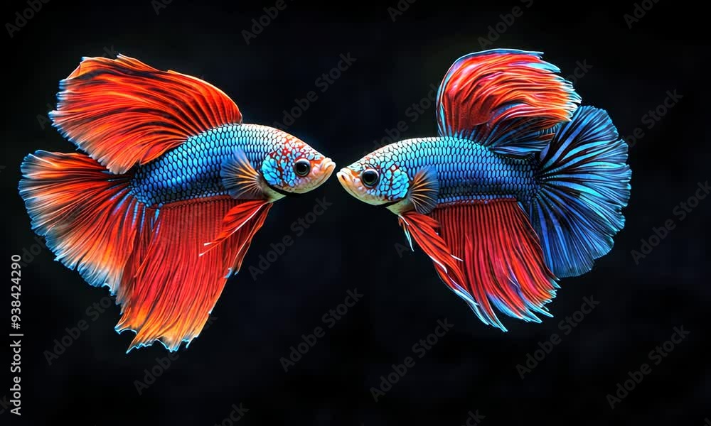 Two Colorful Siamese Fighting Fish Facing Each Other Two Colorful Siamese Fighting Fish Facing Each Other