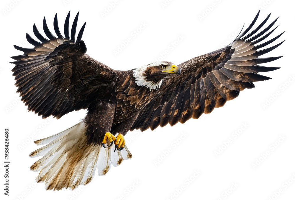 Obraz premium PNG Majestic eagle soaring through a clear blue sky