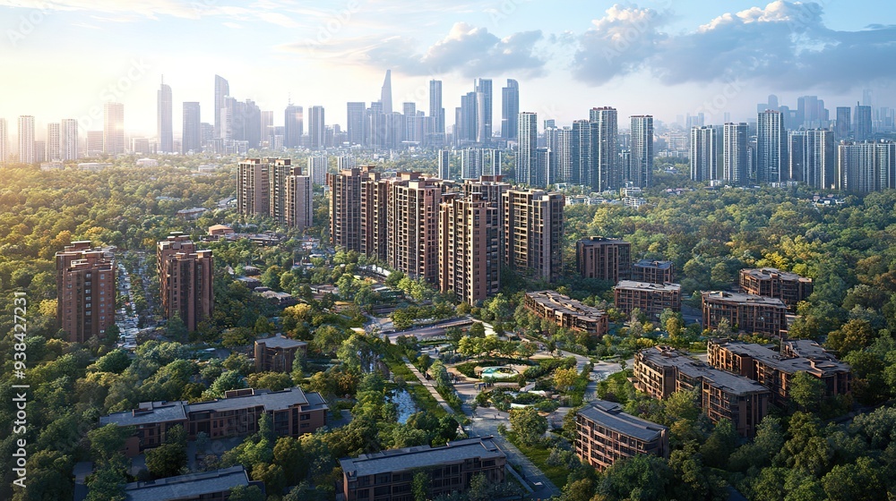 Obraz premium Urban development with sustainable practices