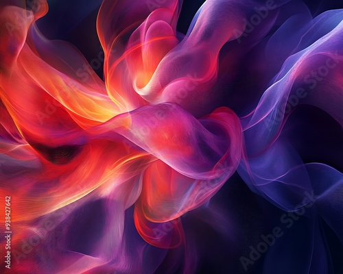 Vivid abstract patterns, dynamic energy, bright colors.