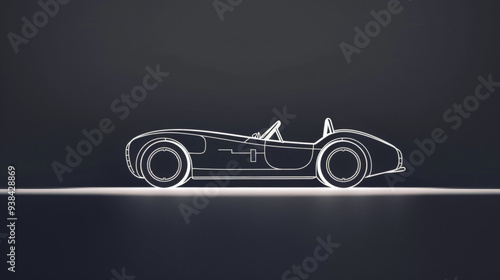 An ultra minimalist artwork featuring a single continuous thick outline depicting a car photo