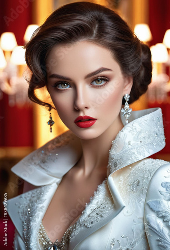 portrait of a woman in white elegant dress