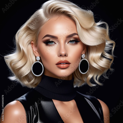 glamorous woman with wavy hair
