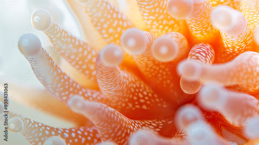 Close-up of an orange coral with detailed tentacles, highlighting the intricate patterns and vibrant colors found in marine ecosystems. Close-up of an orange coral with detailed tentacles, highlighting the intricate patterns and vibrant colors found in marine ecosystems.