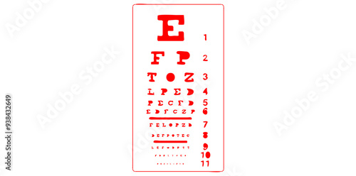 Medical Eye Chart For Testing Vision, Eye Chart Test Vector Illustration.
