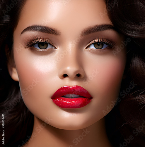 portrait of a woman with hot pink lips