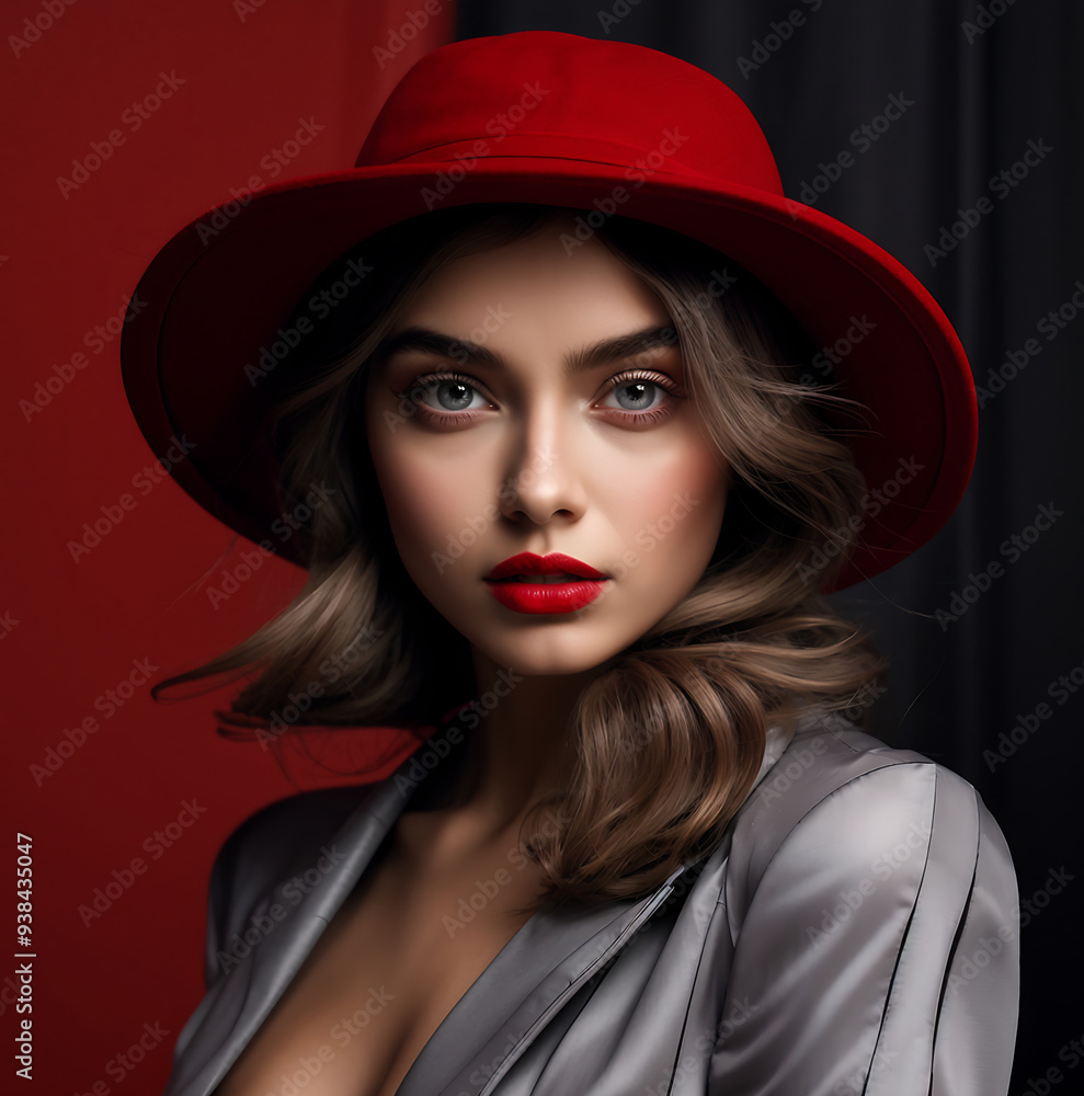 portrait of a woman in a red hat portrait of a woman in a red hat