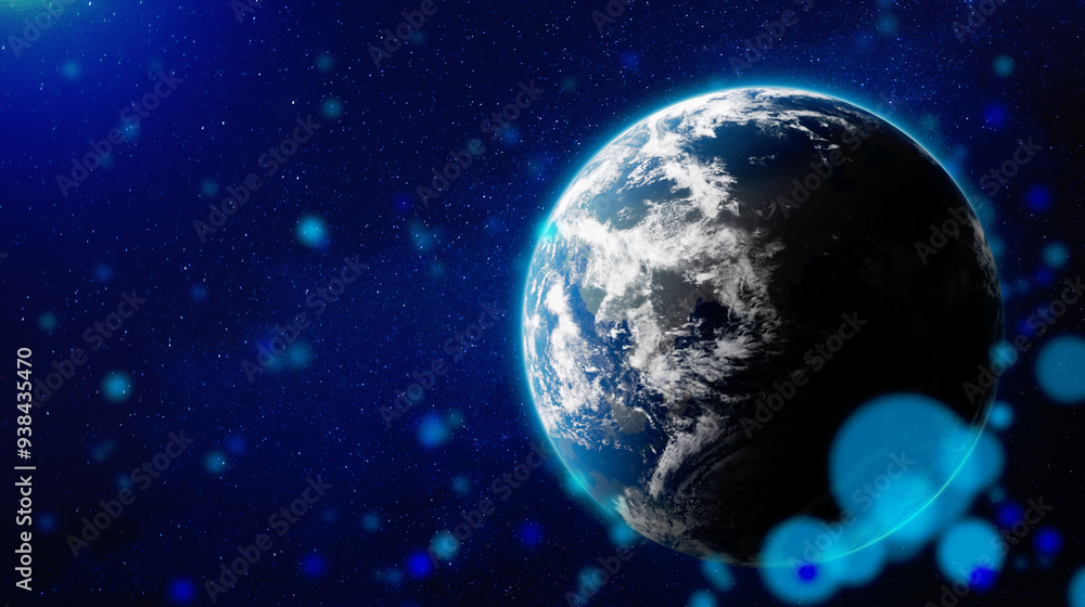 Fototapeta premium Planet Earth in space, banner design with space for text. Image elements furnished by NASA