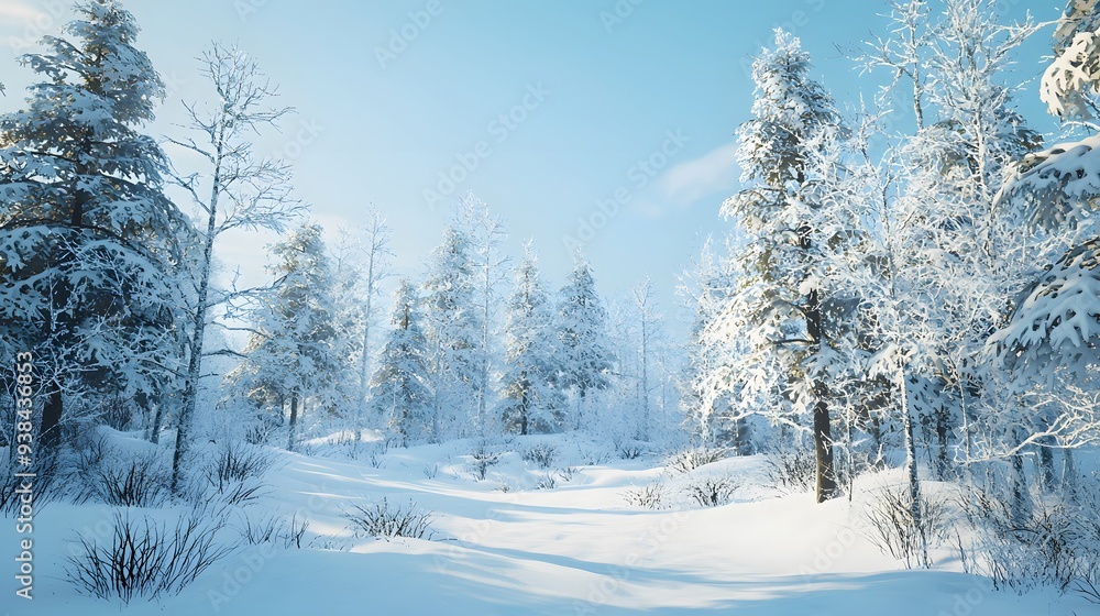 Snow-Covered Forest Path in Winter Wonderland. Snow-Covered Forest Path in Winter Wonderland.