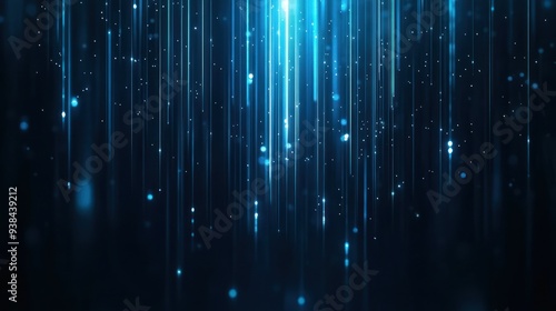 Abstract Blue Lines and Glowing Particles