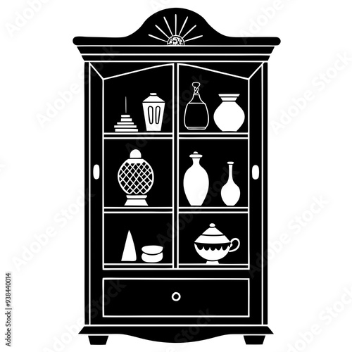 Curio Cabinet Silhouette vector art illustration