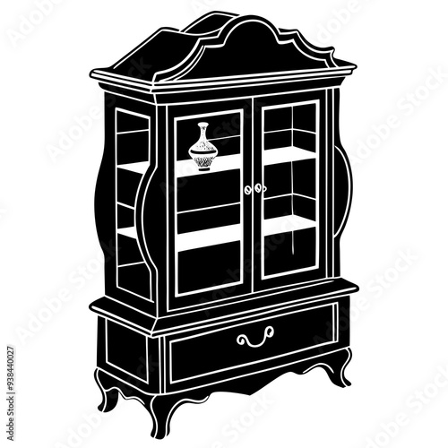 Curio Cabinet Silhouette vector art illustration