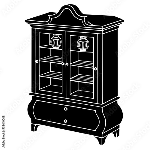 Curio Cabinet Silhouette vector art illustration