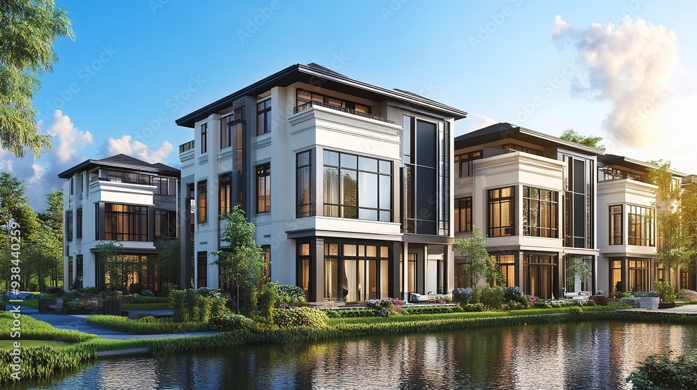 Fototapeta premium New construction development with sustainable features