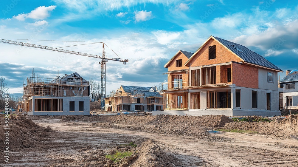 New construction development with sustainable features New construction development with sustainable features