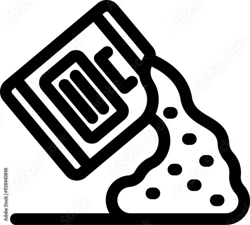 Simple linear icon of a construction worker pouring concrete mix from a bucket