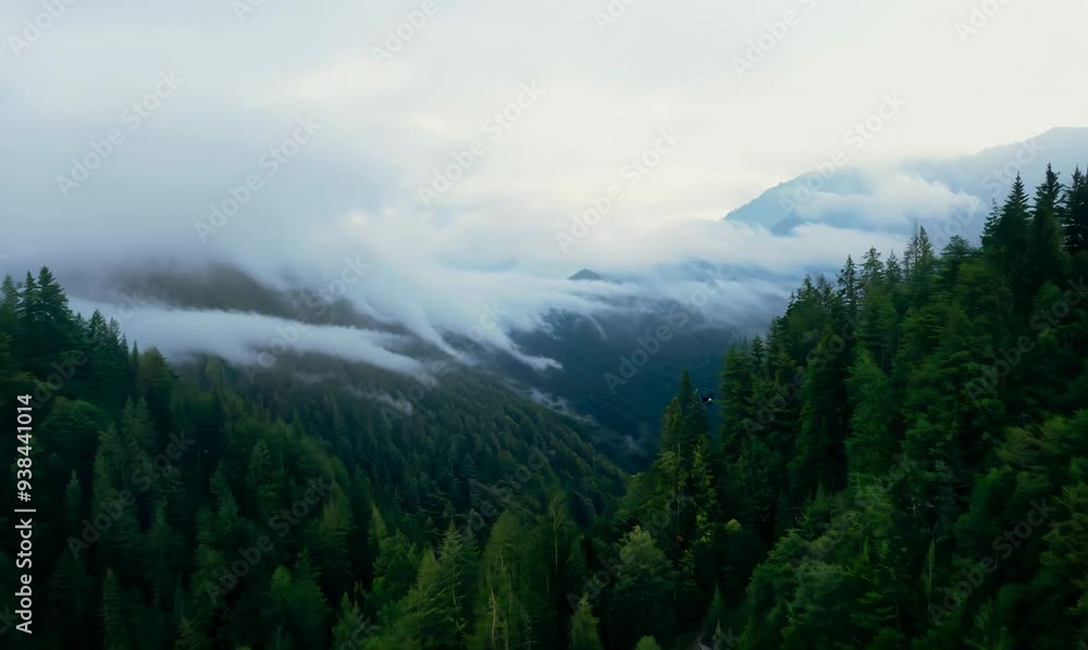 mysterious mist over beautiful evergreen mountain range mysterious mist over beautiful evergreen mountain range