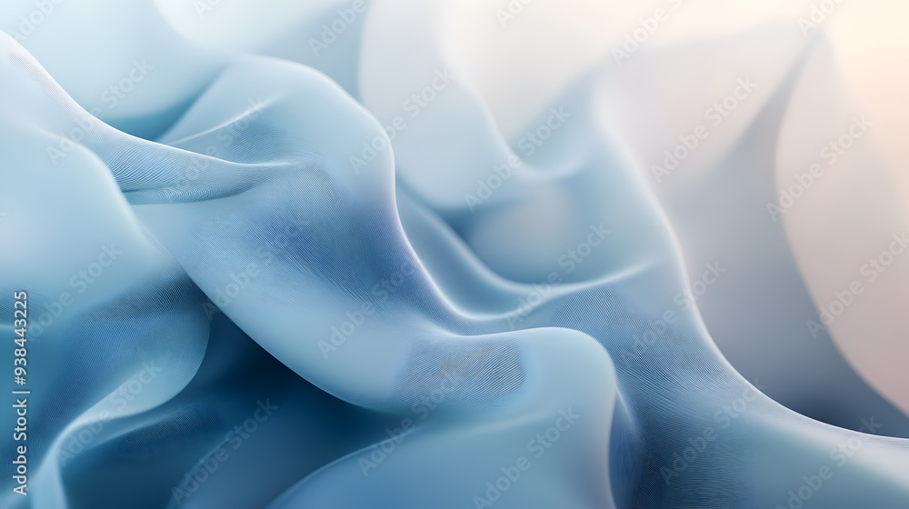 Obraz premium Abstract blue and white fabric with soft, flowing curves.
