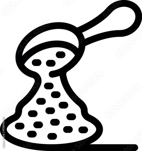 Line art vector icon of a spoon pouring seeds, grains, or other granular substance