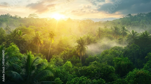 A lush green jungle with a path through it