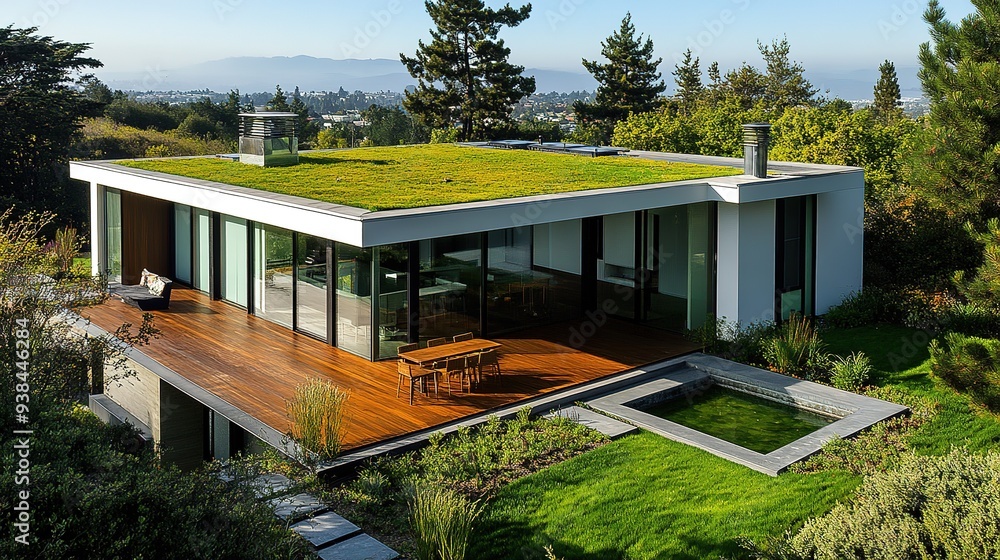 Obraz premium Eco-friendly home design featuring solar panels