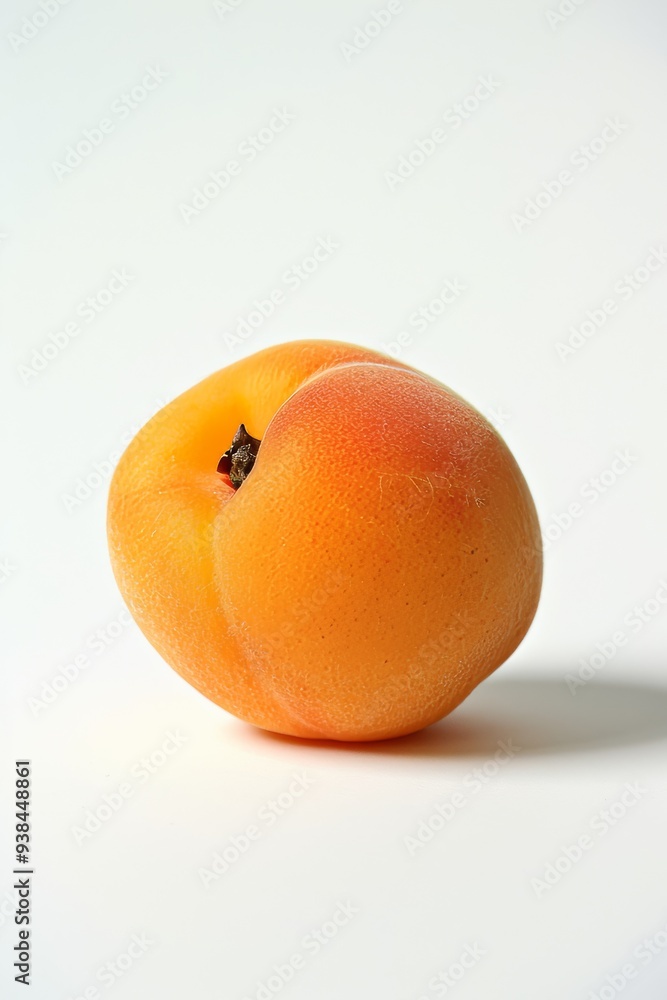 Isolated apricot captured against a pristine white background, highlighting its smooth texture
