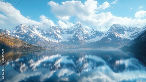 Clear lake mirroring a stunning mountain range, captured in high-definition for breathtaking natural beauty