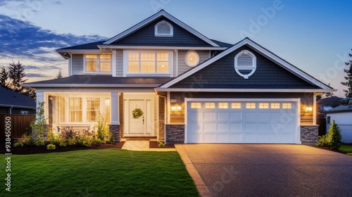 Wallpaper Mural Modern Suburban House at Dusk Torontodigital.ca