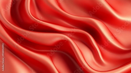 Red satin draped gracefully in soft folds, refracting the light in a warm atmosphere