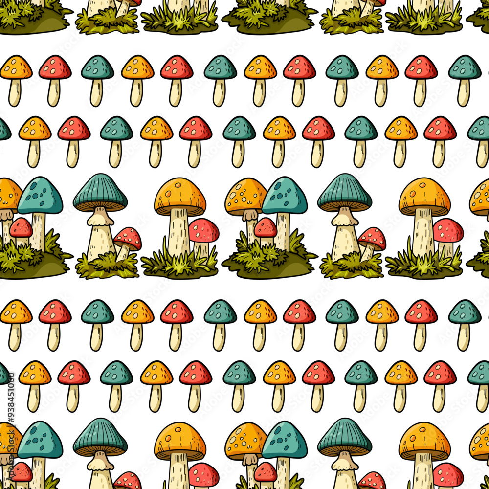Seamless pattern of mushrooms in autumn, harvest, vector Seamless pattern of mushrooms in autumn, harvest, vector