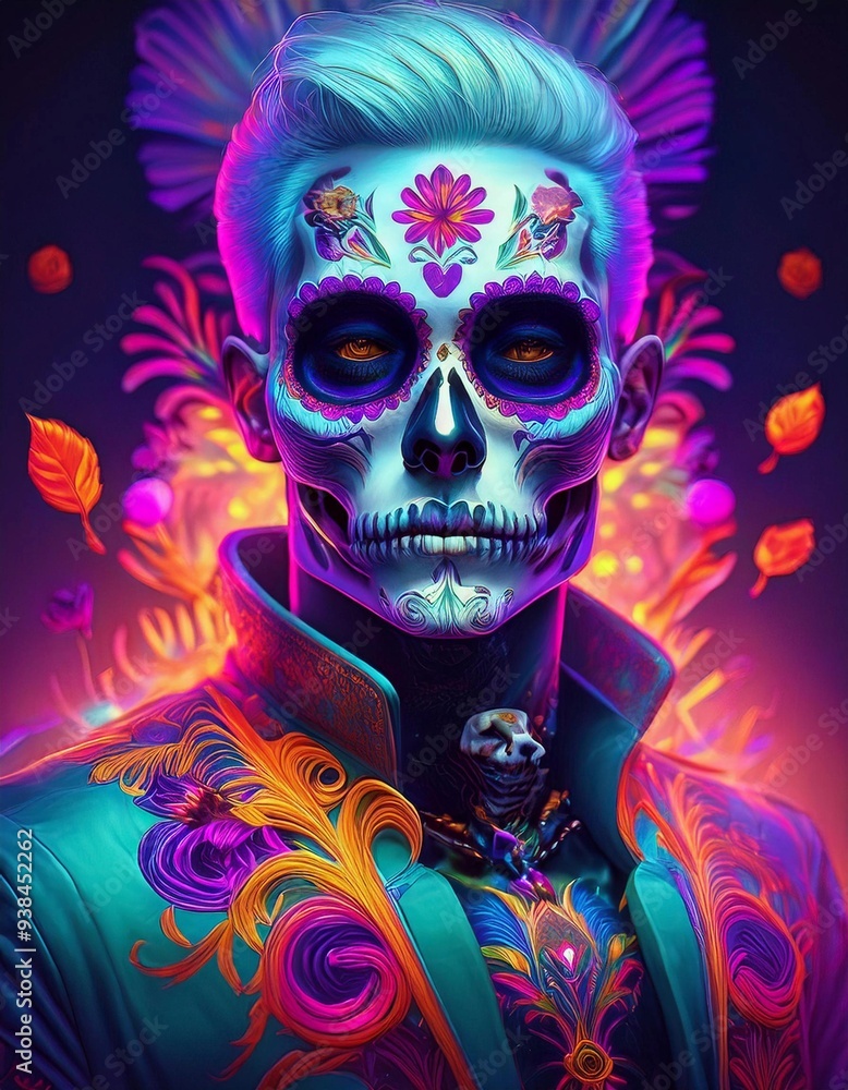 Neon man dia de los muertos Neon man dia de los muertos