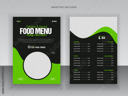 Spicy Delicious Restaurant Food Menu Design appetizer Template healthy food flyer and restaurant menu card design and bifold brochure design template