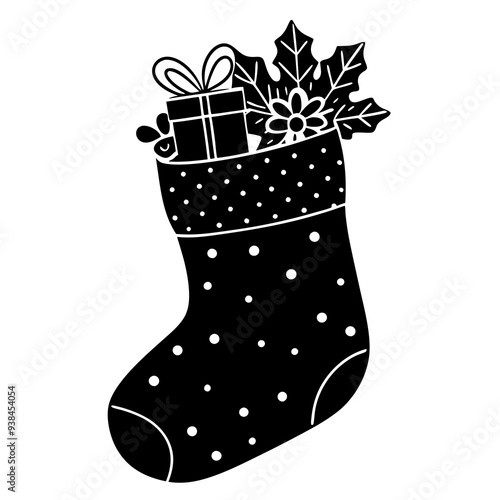 Christmas Stocking Stiffer Silhouette vector art illustration photo