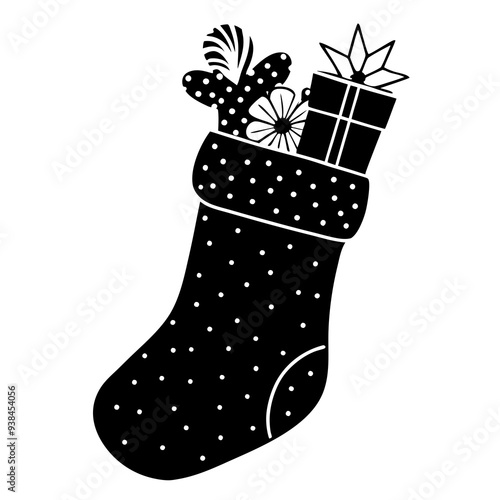 Christmas Stocking Stiffer Silhouette vector art illustration photo