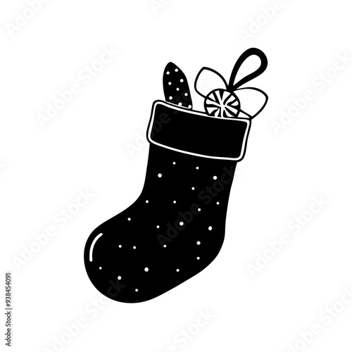 Christmas Stocking Stiffer Silhouette vector art illustration photo