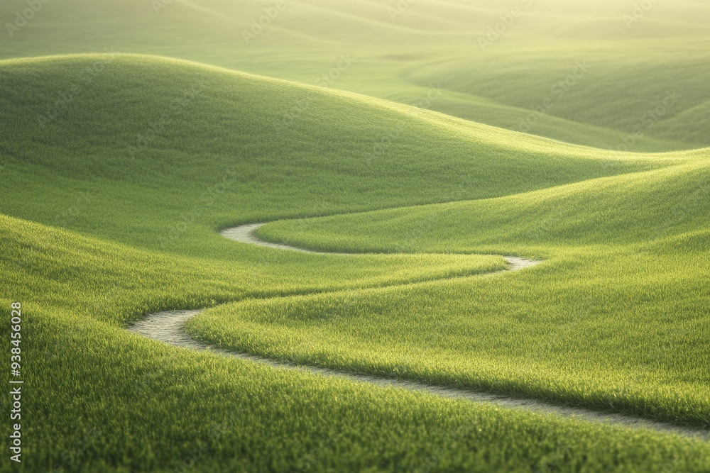 Obraz premium Dynamic binary patterns flowing through a graceful landscape, creating a visual narrative of speed and movement