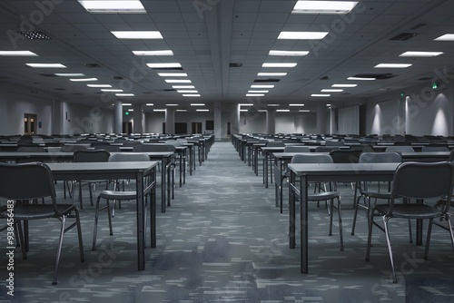 Dimly Lit Modern Conference Room with Large Wooden Table and Comfortable Chairs in Professional Office Setting - Ideal Workspace for Meetings, Discussions, and Business Presentations