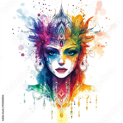 Wallpaper Mural Enchanting Tattoo-Style Artwork Featuring a Mystical, Colorful Soul picture Torontodigital.ca