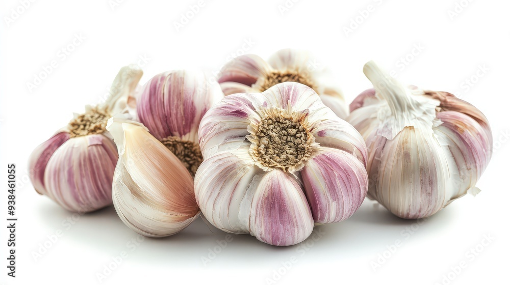 Several whole garlic bulbs isolated on white background. Several whole garlic bulbs isolated on white background.