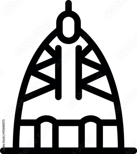 Simple line art icon of the burj al arab, a luxury hotel located in dubai, united arab emirates