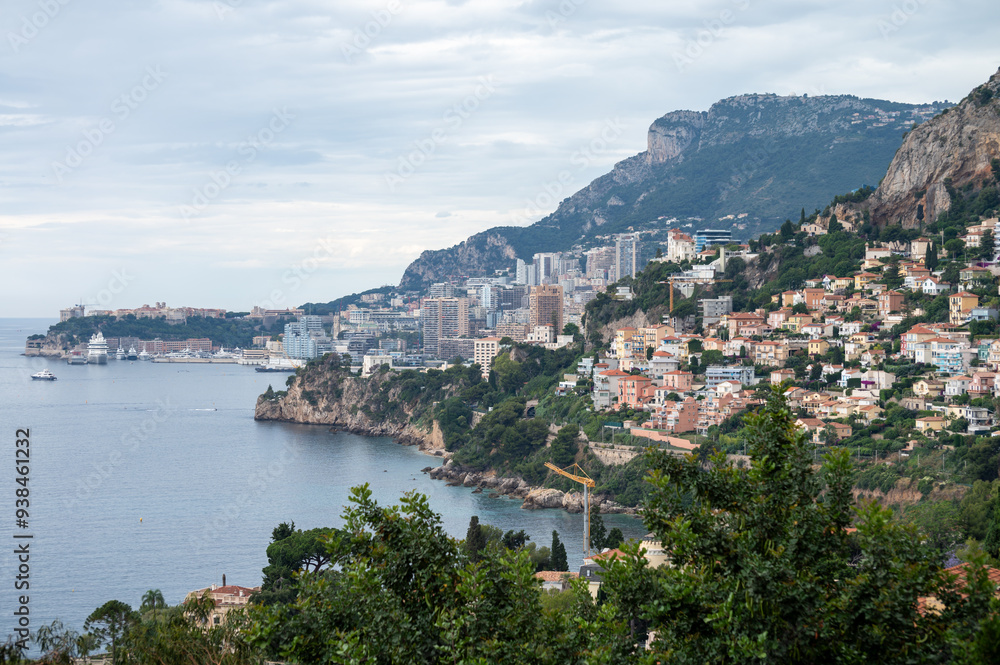 Morning view on houses and harbour of Monte-Carlo town in Monaco principality Morning view on houses and harbour of Monte-Carlo town in Monaco principality