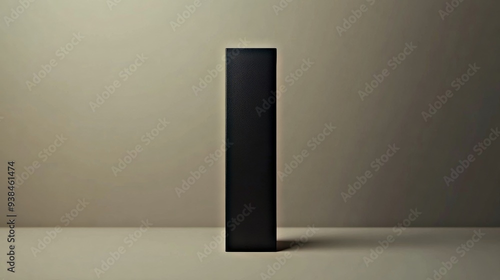 A black object is standing upright on a white background A black object is standing upright on a white background
